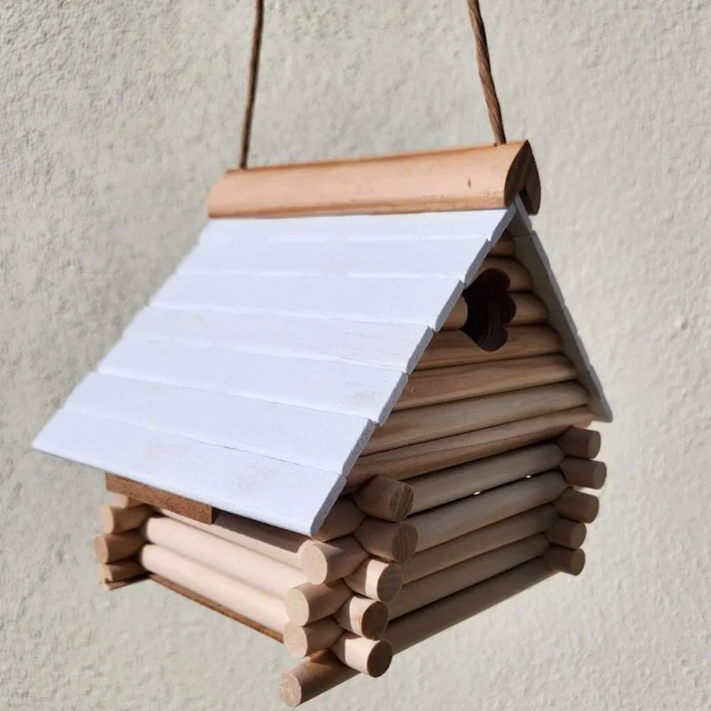 Handmade Lincoln Logs Birdhouse Bird House Garden Decor Insect Hotel 7.7
